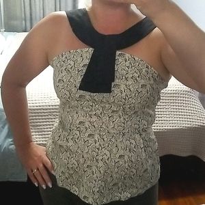 Anthropologie, mock tie, peplum waist top, 12